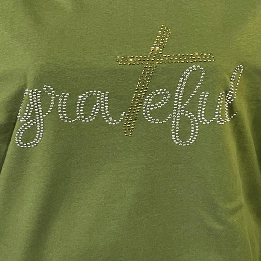 "GRATEFUL" Bling Rhinestone T-shirt