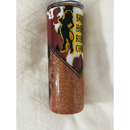 20 oz Western style tumbler for a Cowgirl